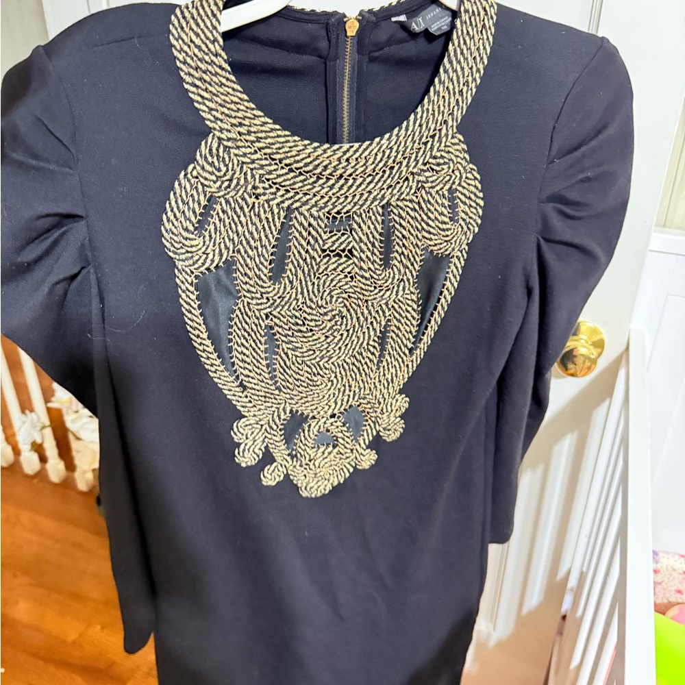 Armani Exchange Black Dress with Gold Trim